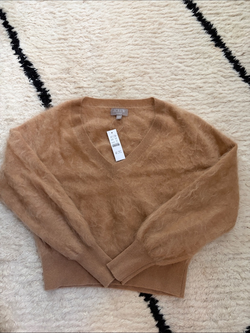 J. Crew Women's V-Neck cashmere Sweater in Camel Brown